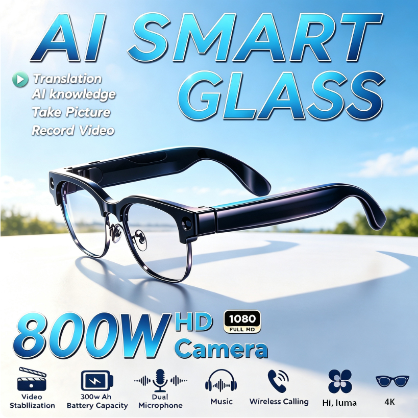 Audio With Music Ai - 800W HD Pixel Smart Glasses Men