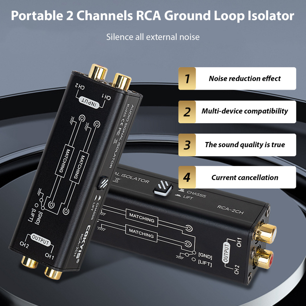 Portable 2 Channels RCA Ground - Audio Music Isolator recension och pris