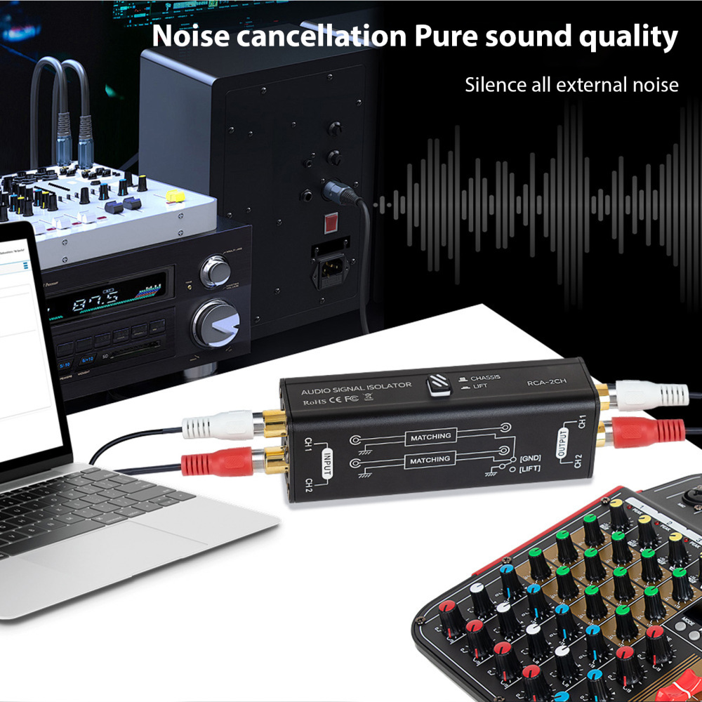 Portable 2 Channels RCA Ground - Audio Music Isolator recension och pris