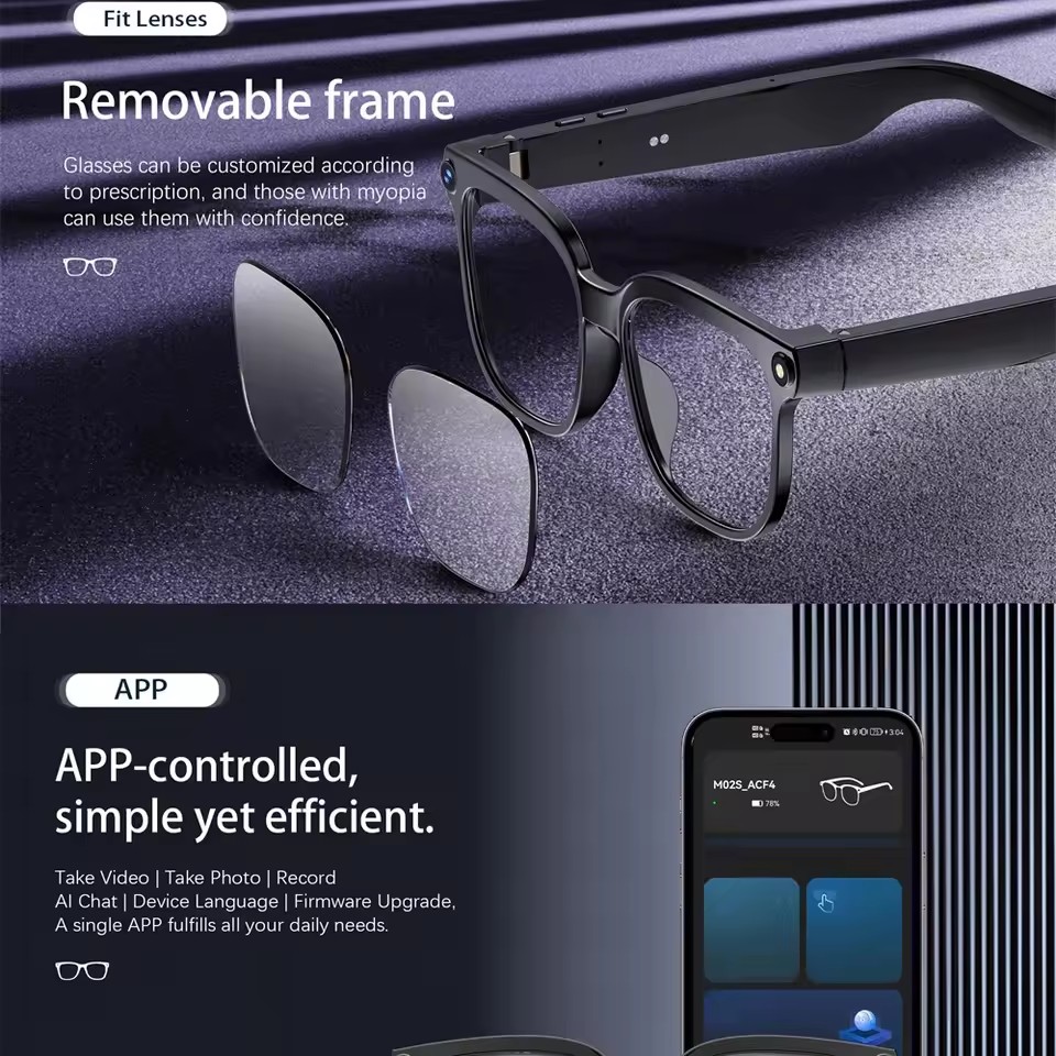 M02S AI Smart Glasses 8MP Came - Audio With Music Ai recension och pris