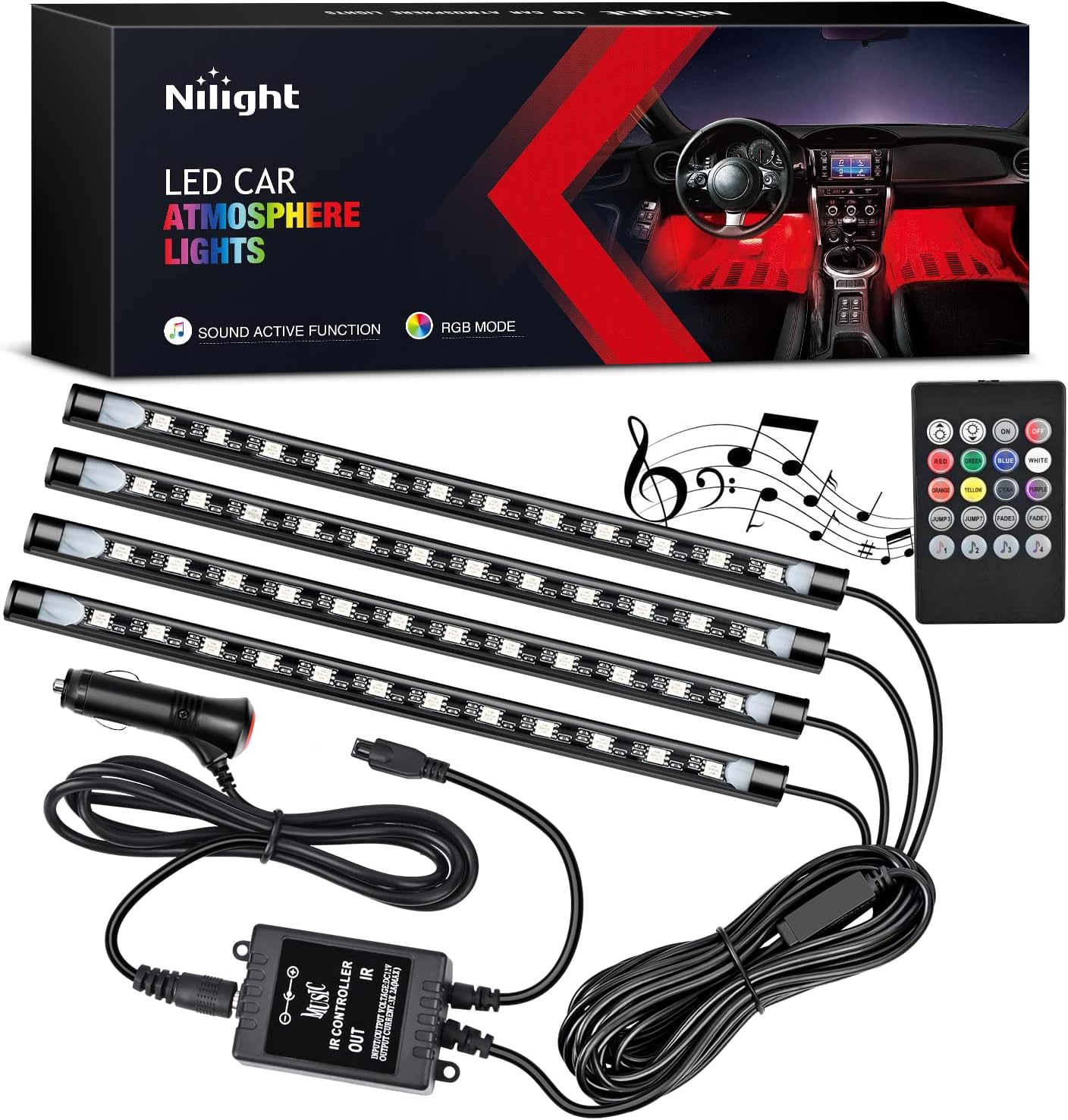 Nilight - TR-06 4PCS 48 LED In - Audio Music Light recension och pris