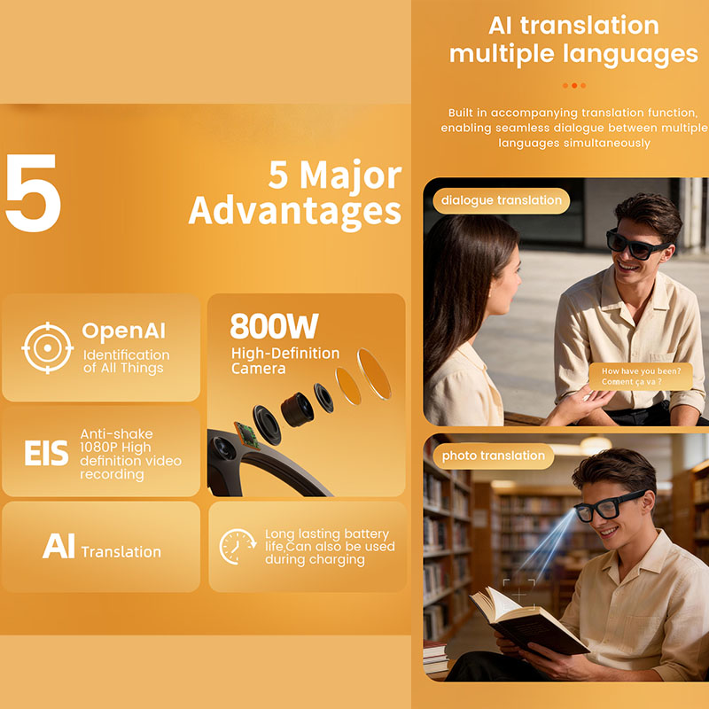AI Smart Glasses 800W Camera A - Audio With Music Ai recension och pris