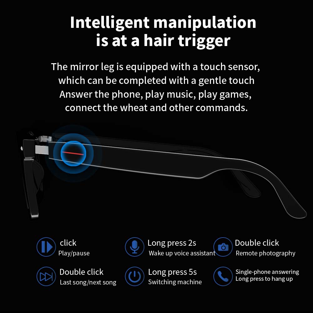 SENBONO E13 Smart Glasses:Blue - Audio Music Light recension och pris
